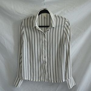 H&M Black and White Stripe Button Down Sz 8